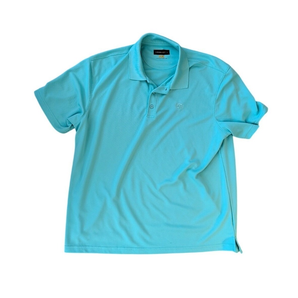 Loudmouth Golf Men's Polo Shirt‎ Aqua Turquoise Blue Pique Short Sleeve- XXL